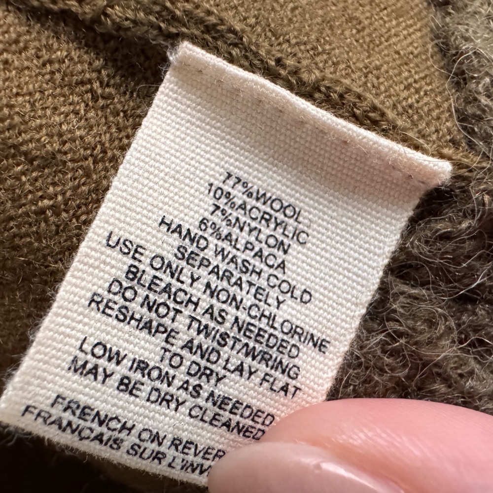 Anthropologie Moss Green Wool Alpaca Blend Cardigan XS small goblincore texture - Picture 5 of 10